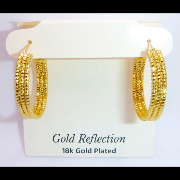 Gold Reflection 18K Gold Plated Earrings - Picture 1 of 1